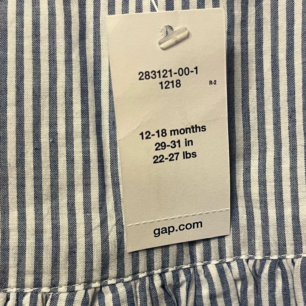Baby Gap NWT Girls Blue Sear-sucker and White Floral Eyelet Dress - Picture 5 of 6